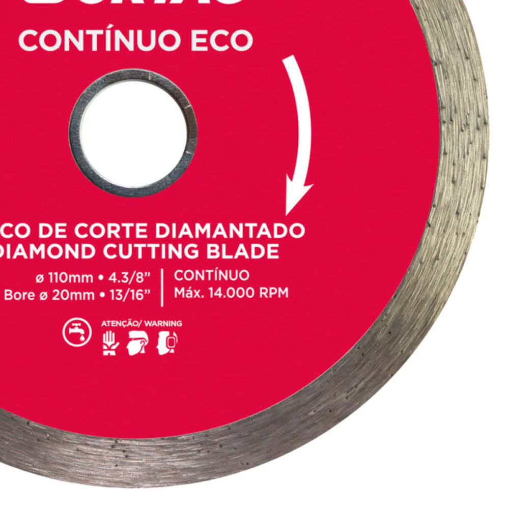 Disco de Corte Diamantado Contínuo Eco 110x20mm 61548 Cortag