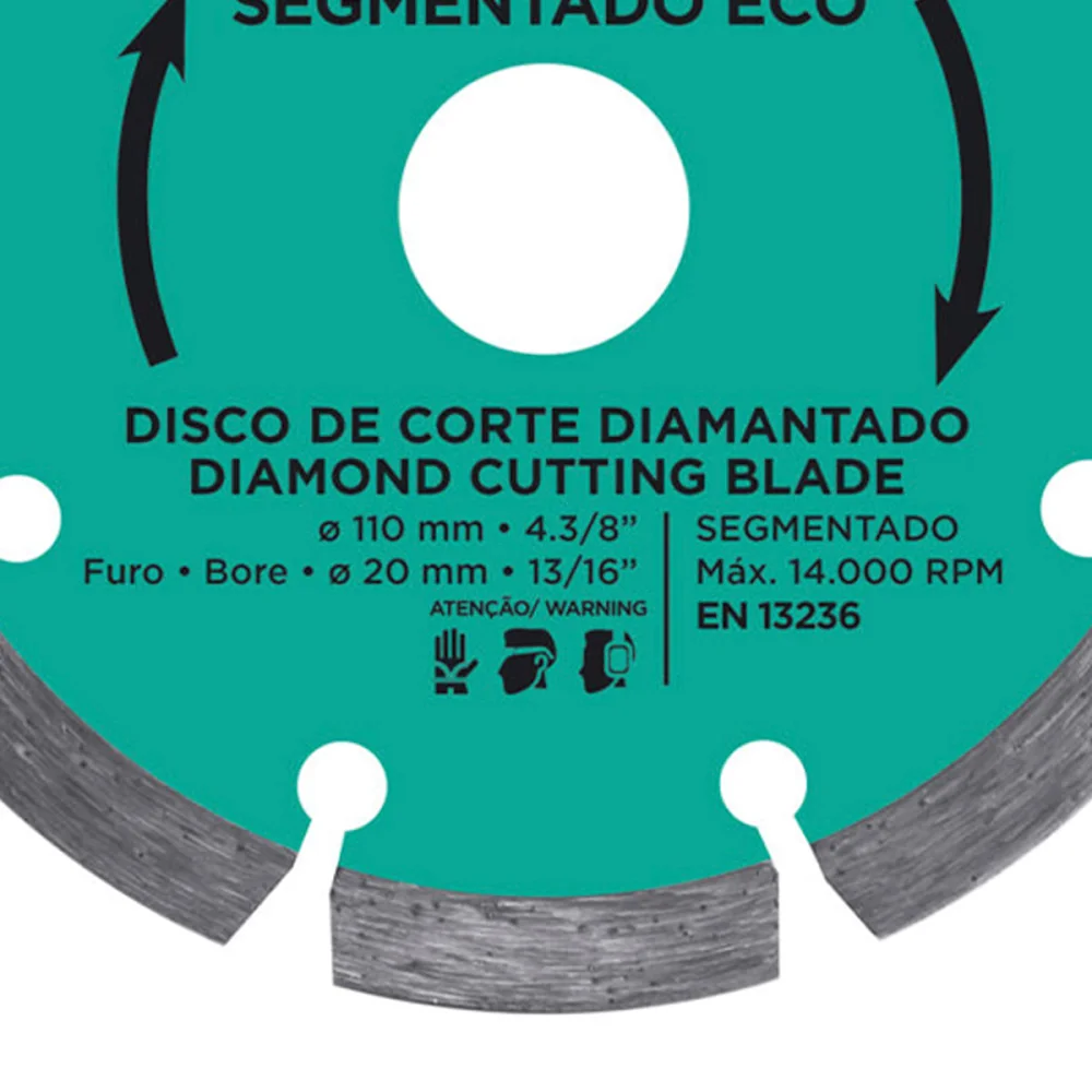 Disco de Desbaste Diamantado Segmento 110x20mm Concreto 61699 Cortag