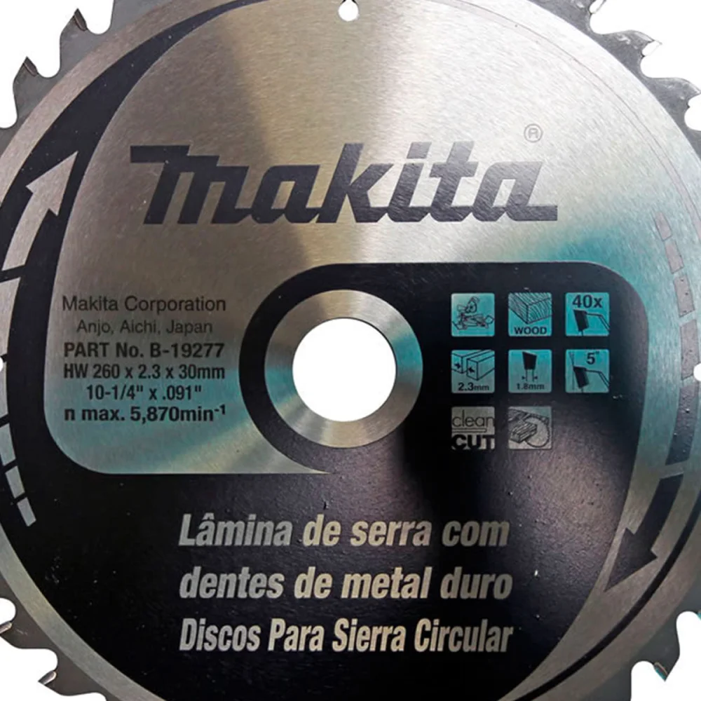 Disco de Serra 260x30x23mm para Madeira B-19277 Makita