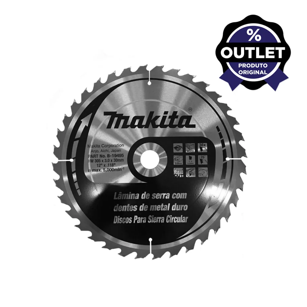 Disco de Serra Circular de Bancada 305x30mm 36 Dentes Madeira B-19495 Makita - Outlet