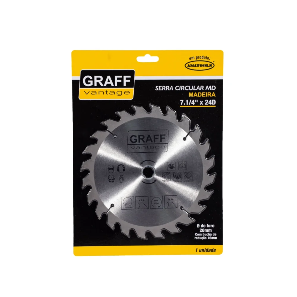 Disco de Serra Circular para Madeira 7.1/4 Pol 24 Dentes Graff Vantage