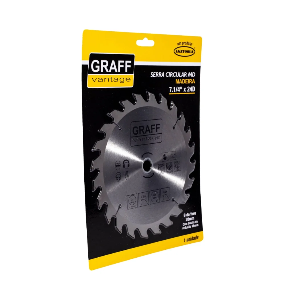 Disco de Serra Circular para Madeira 7.1/4 Pol 24 Dentes Graff Vantage