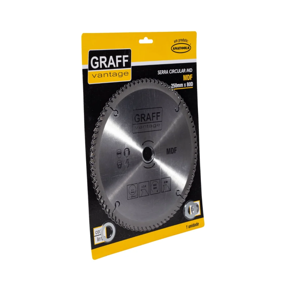 Disco de Serra Circular para MDF 250mm 80 Dentes Graff Vantage