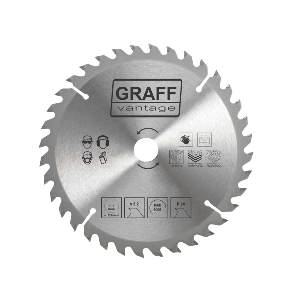 Disco de Serra com Pastilha para Madeira 4.3/8 Pol 24 Dentes Graff Vantage