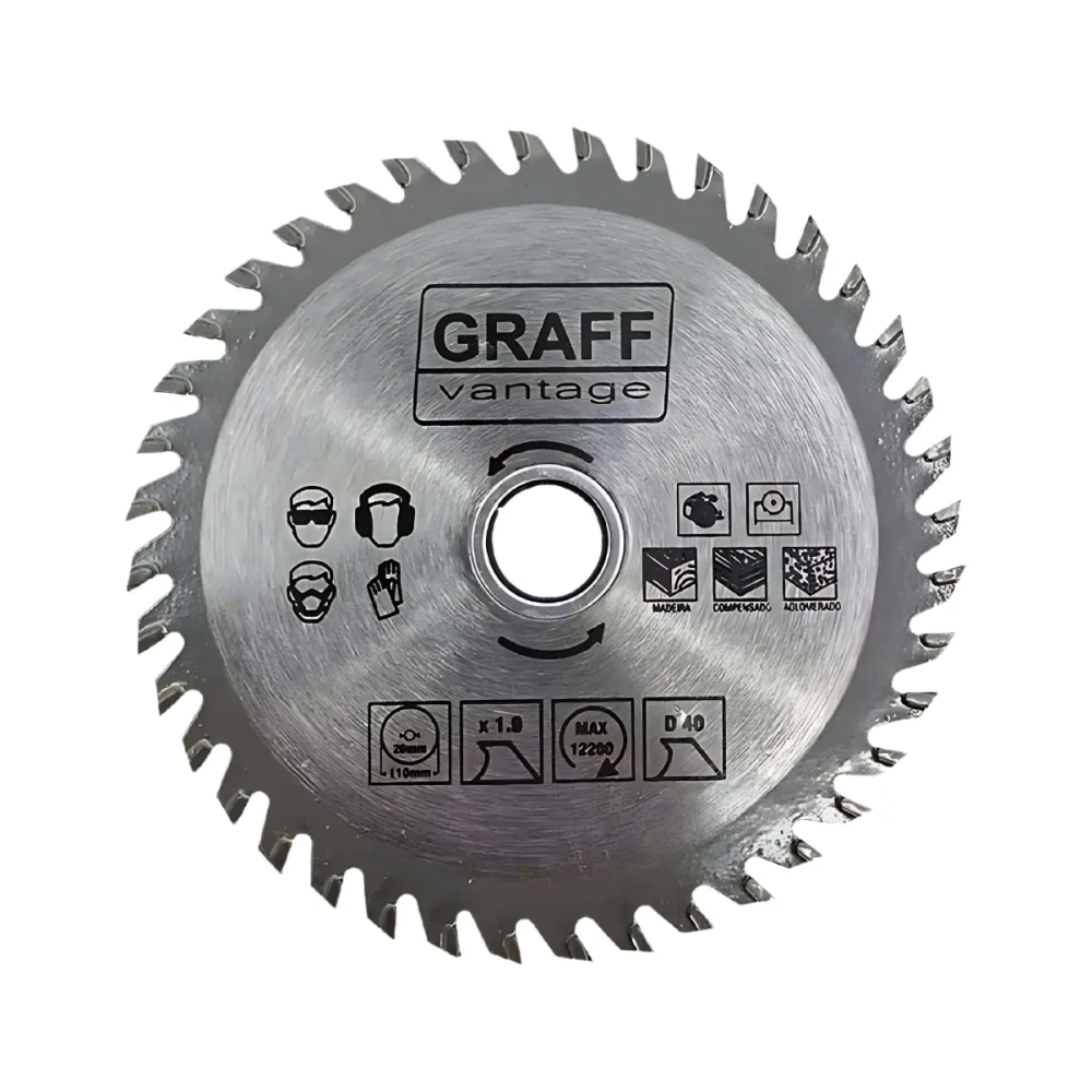 Disco de Serra com Pastilha para Madeira 4.3/8 Pol 40 Dentes Graff Vantage