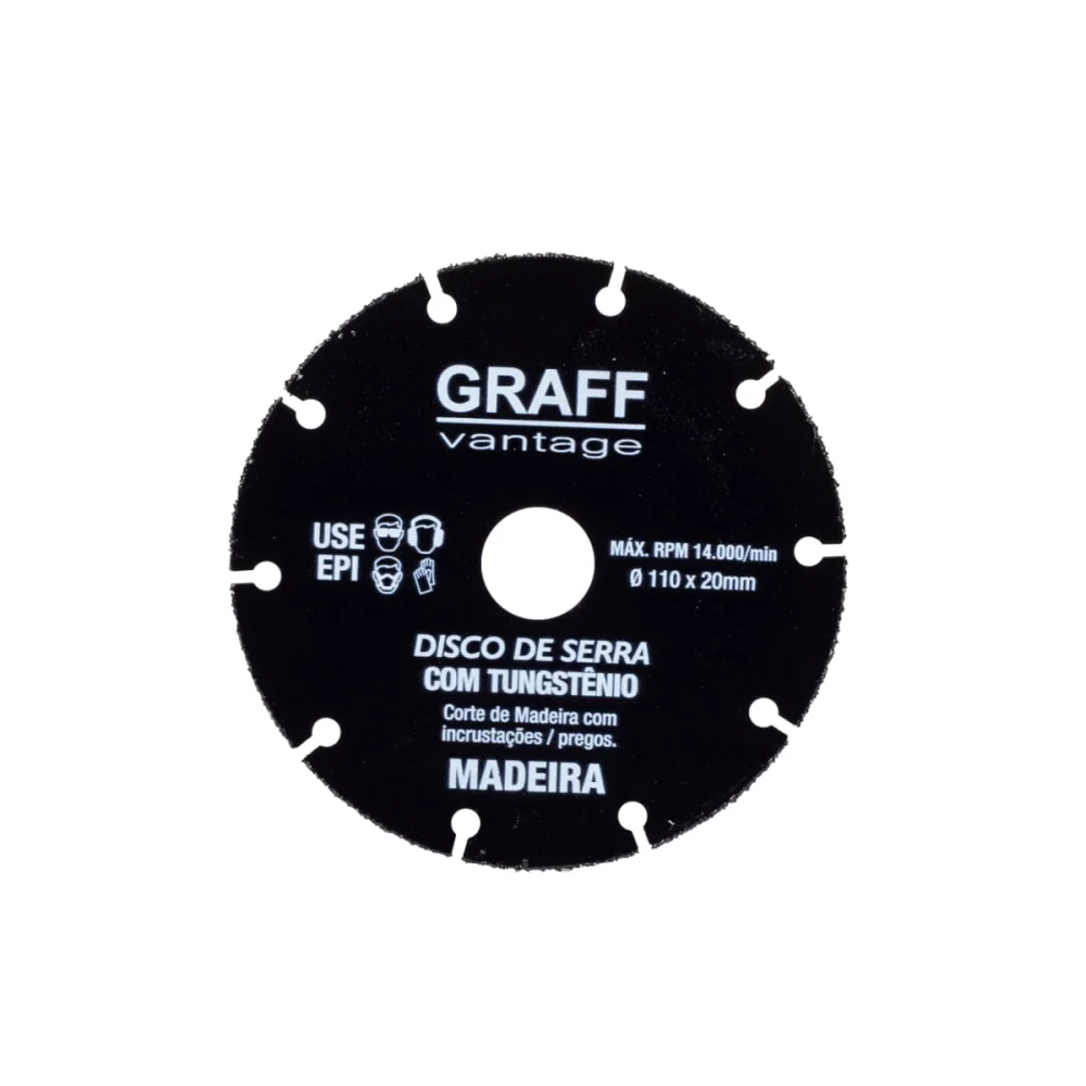 Disco de Serra com Tungstênio para Madeira 110x20mm Graff Vantage
