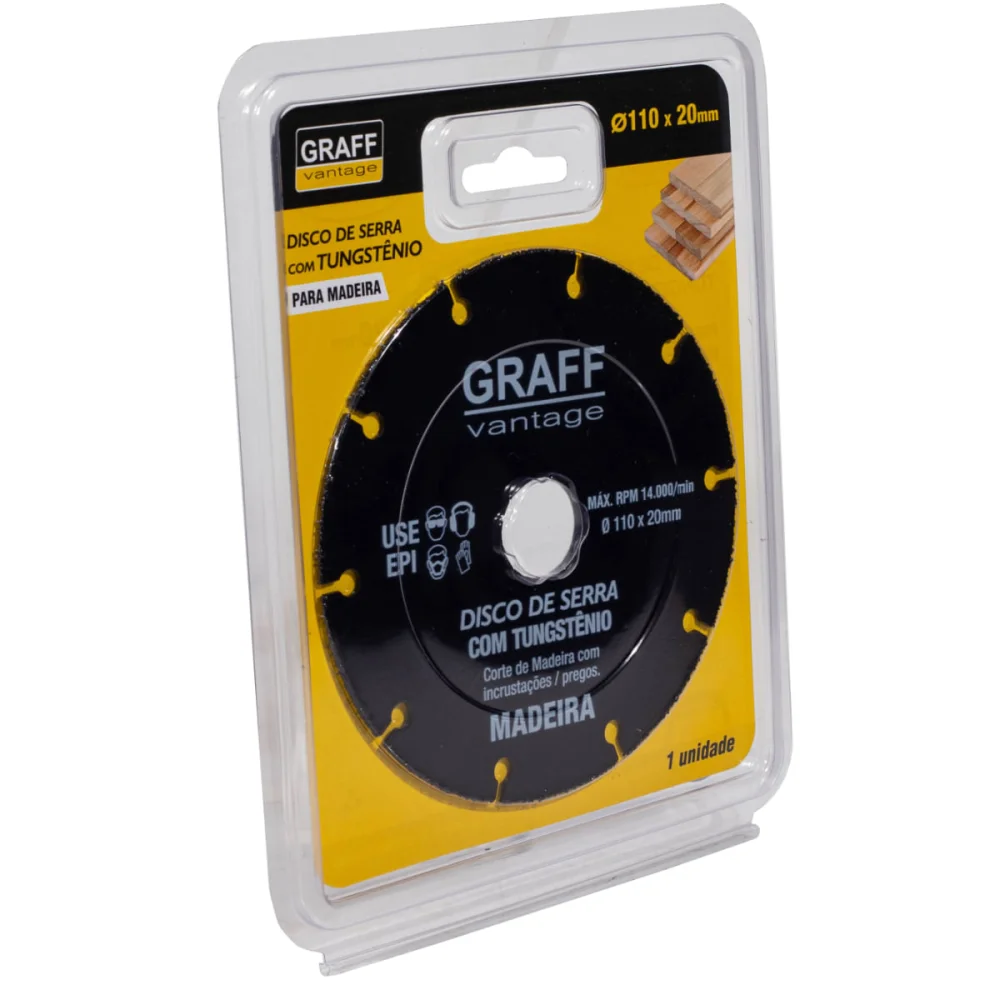 Disco de Serra com Tungstênio para Madeira 110x20mm Graff Vantage