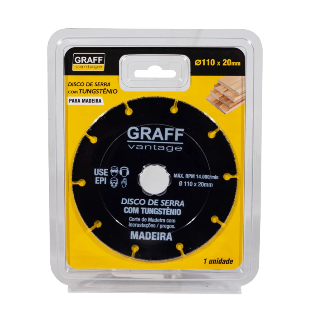 Disco de Serra com Tungstênio para Madeira 110x20mm Graff Vantage