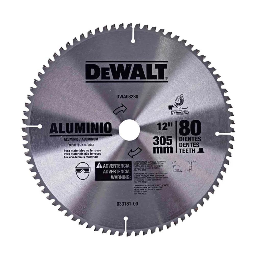 Disco de Serra para Alumínio 12 Pol com 80 Dentes DWA03230 Dewalt