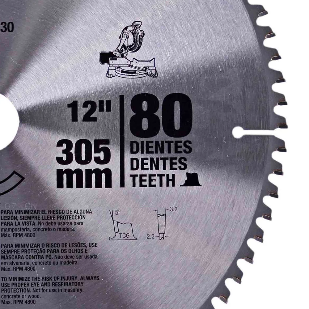 Disco de Serra para Alumínio 12 Pol com 80 Dentes DWA03230 Dewalt