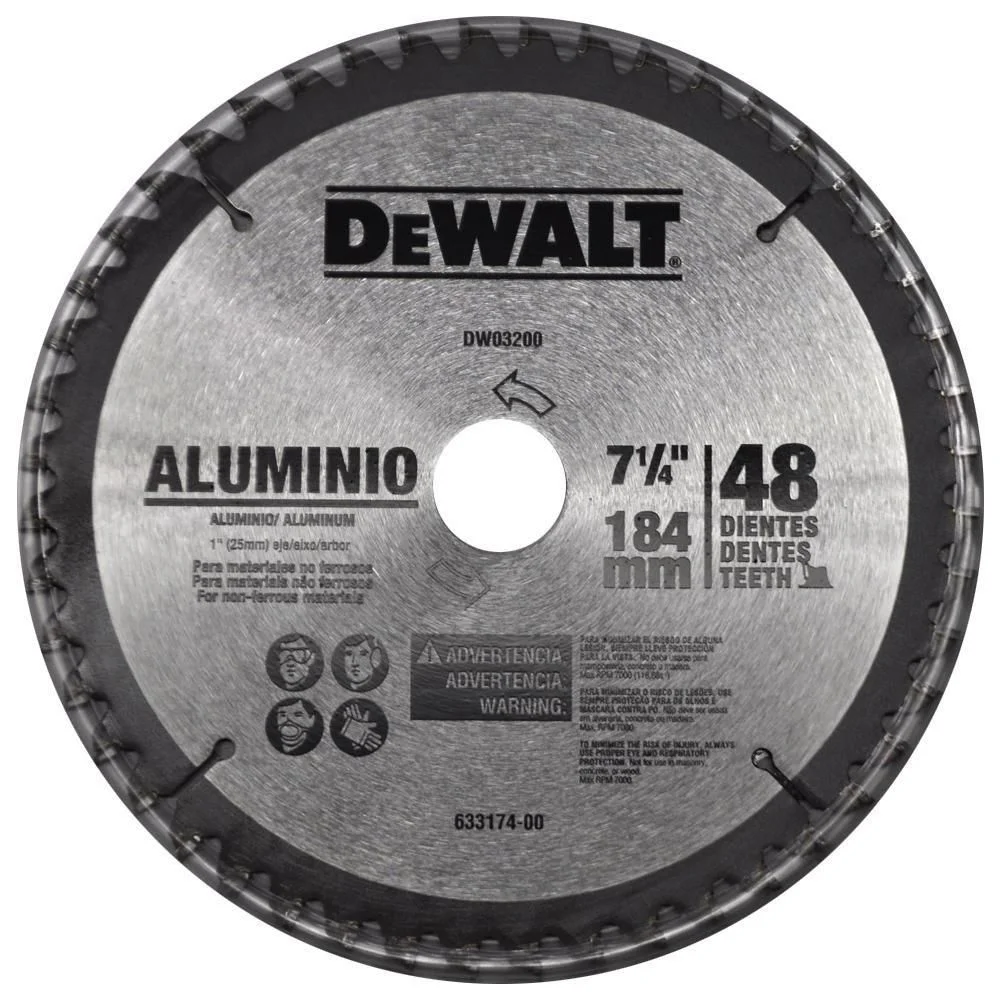 Disco de Serra para Alumínio 7.1/4 Pol com 48 Dentes DW03200 DeWalt