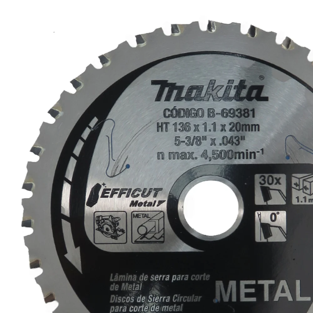 Disco de Serra para Metal 136x20mm 30 Dentes Efficut B-69381 Makita