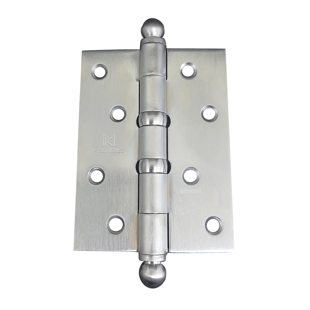 Dobradiça Latão 4 Pol x 3 Pol Com Anel Cromado Acetinado 5535 Rodrigues