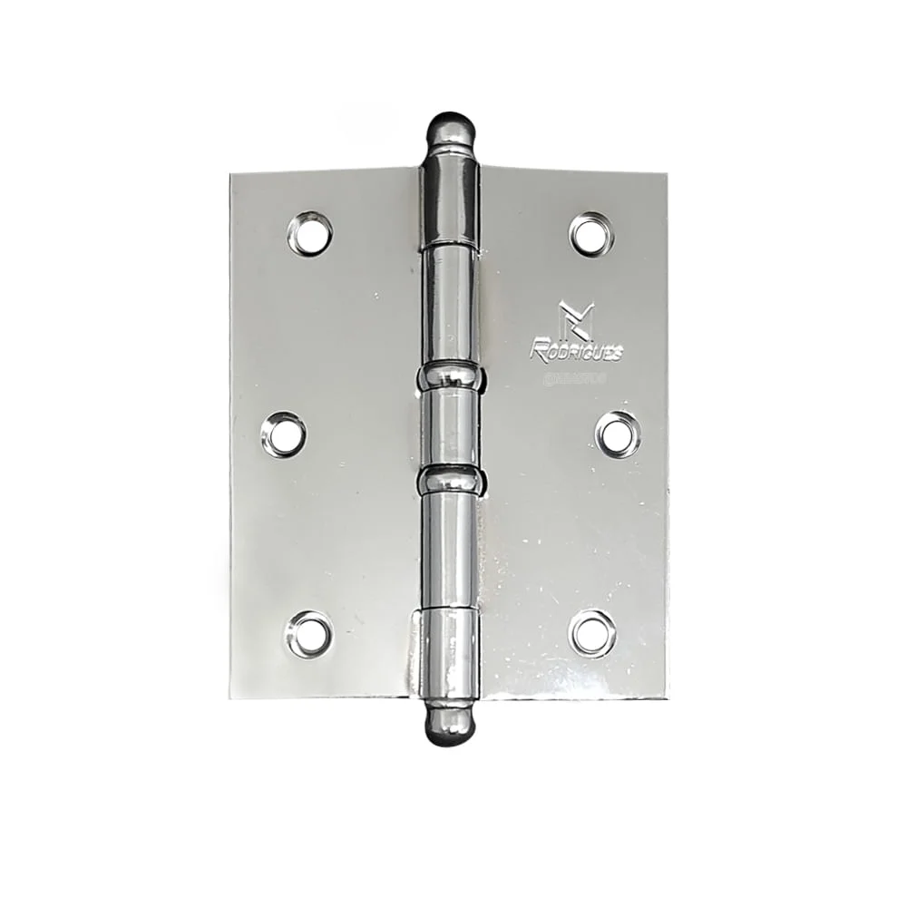 Dobradiça Latão 4 Pol x 3 Pol Cromado 5535 Rodrigues