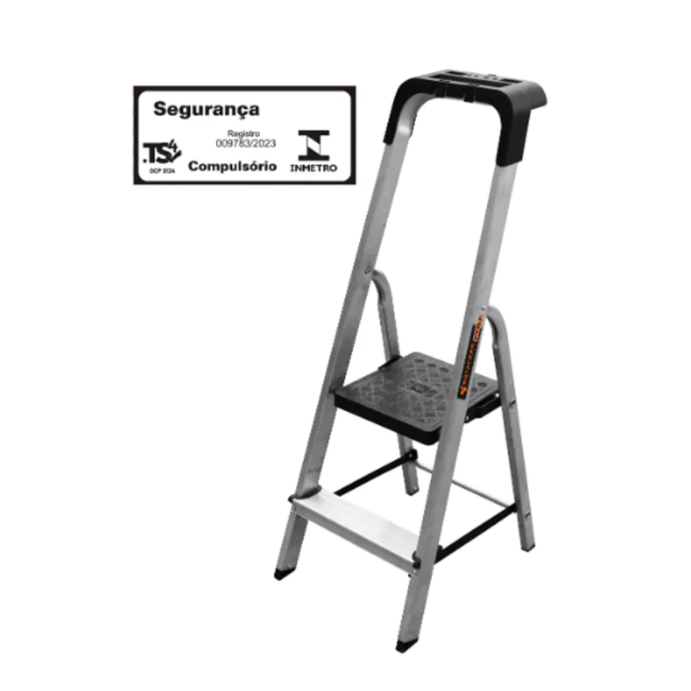 Escada de Alumínio Pro Reforçada 2 Degraus ESC0022 Botafogo