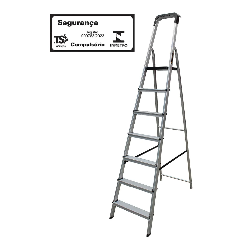 Escada de Alumínio Pro Reforçada 7 Degraus ESC0027 Botafogo
