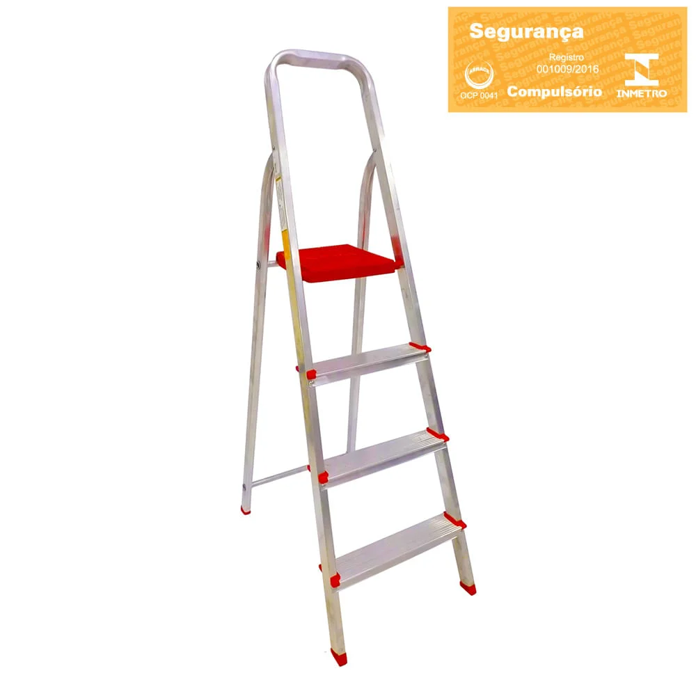 Escada Doméstica de Alumínio BTF 4 Degraus ESC0063 Botafogo