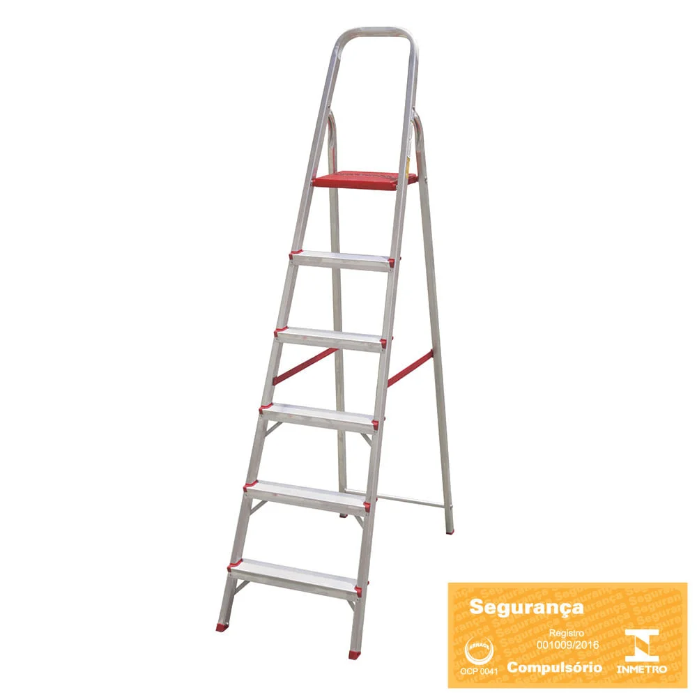 Escada Doméstica de Alumínio BTF 6 Degraus ESC0065 Botafogo