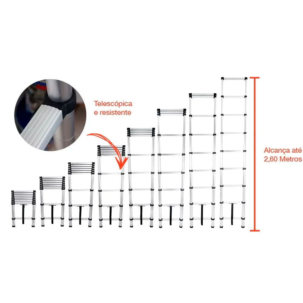 Escada Telescópica Alumínio 26 Metros P55 228100 Belfix