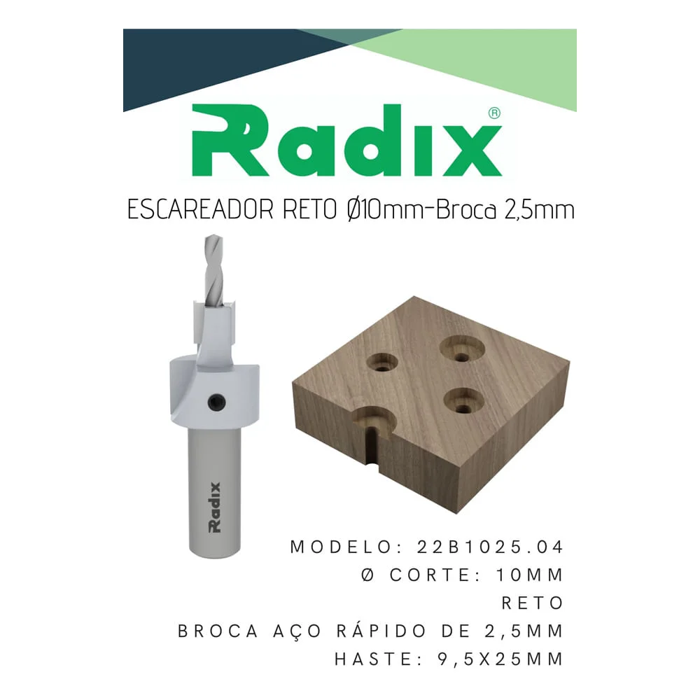 Escareador Tipo Reto 10x2.5mm 22B1025.04 Radix