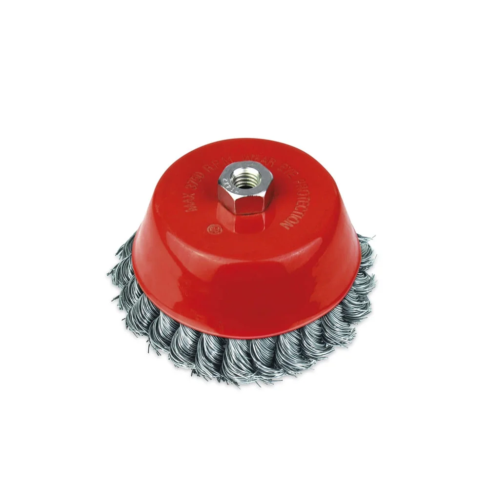 Escova de Aço Trançado Tipo Copo com Rosca 100mm Trançado