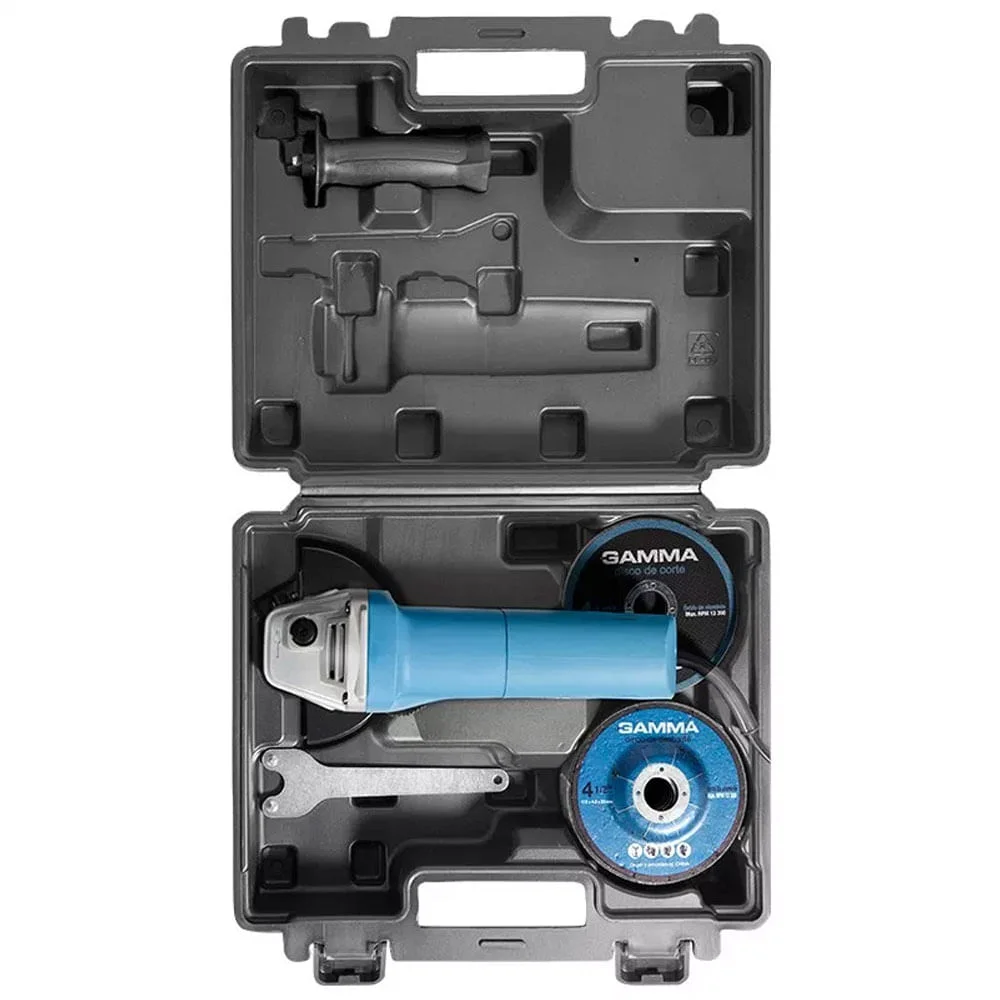 Esmerilhadeira Angular 4.1/2 Pol 750 Watts com Maleta G1910K Gamma Ferramentas