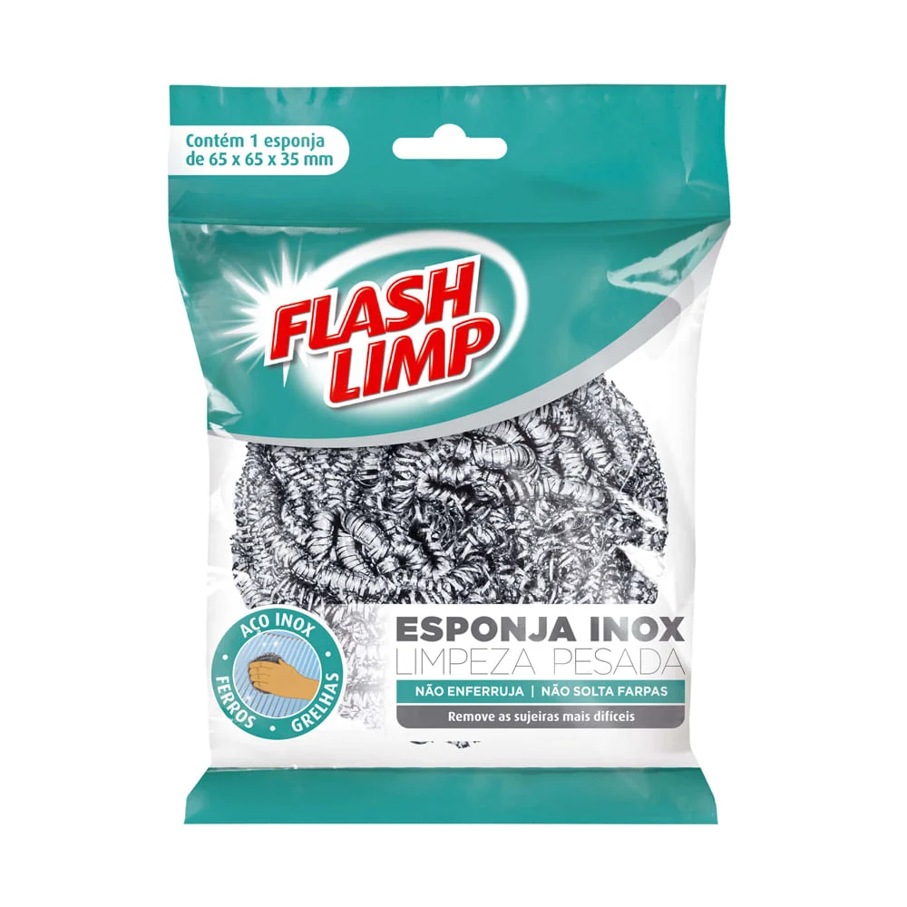 Esponja Limpeza Pesada Inox EA1409 Flashlimp