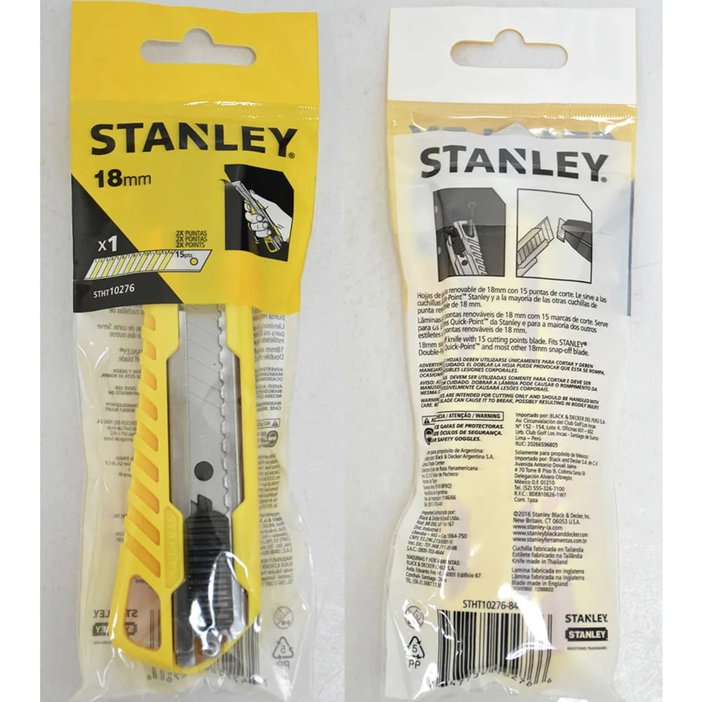 Estilete Retrátil com Trava Automática 18mm STHT10276-840 Stanley