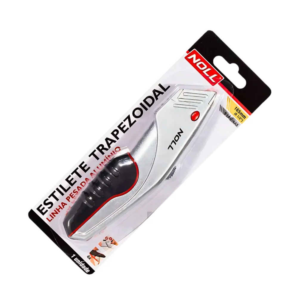 Estilete Trapezoidal Linha Pesada com 5 Lâmina Alumínio