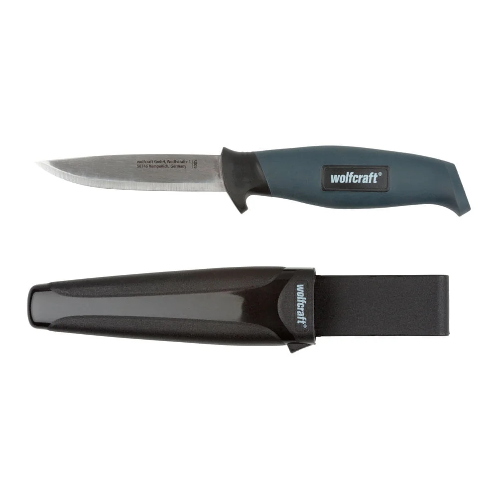 Faca com Lâmina Reta de Aço Inoxidável 95mm com Coldre 408500 Wolfcraft