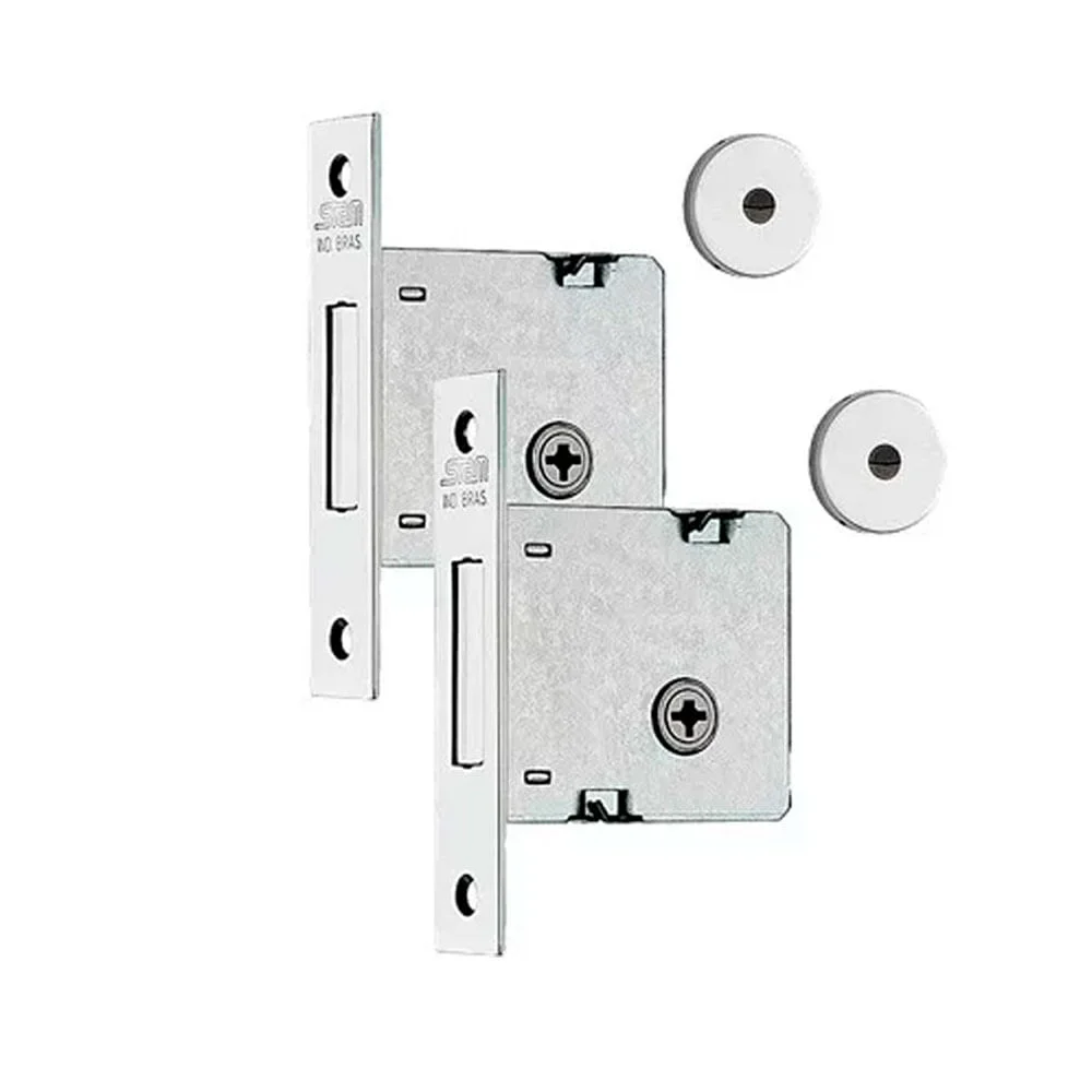 Fechadura 1004 Par Roseta Redonda Tetra Externa Inox Stam 2 Peç