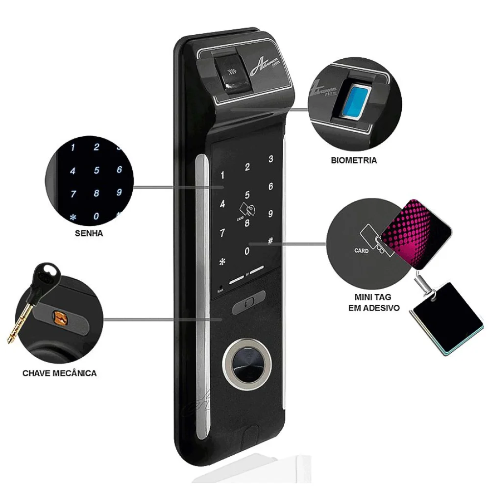 Fechadura Digital Biométrica 4 Modos de Abertura Bio D Tech 7800 Milre