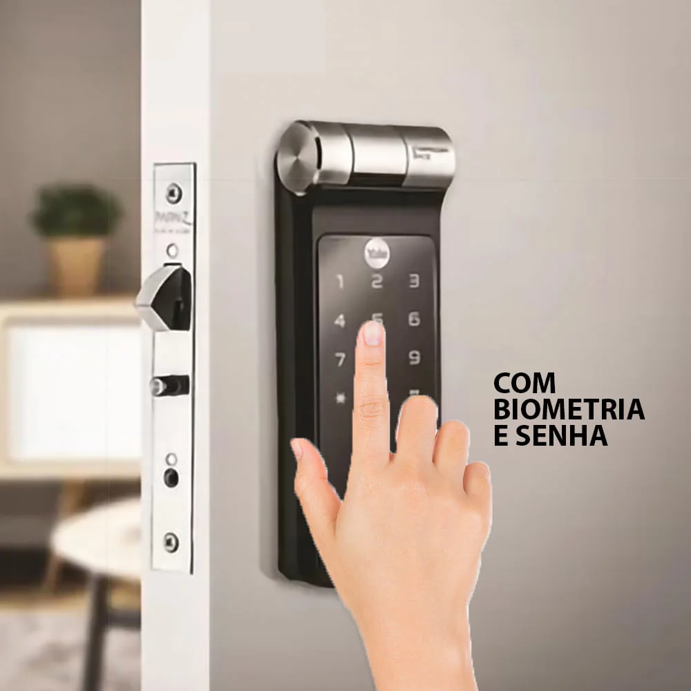 Fechadura Digital YDF 40 BP para Porta de Correr com Biometria e Senha Yale