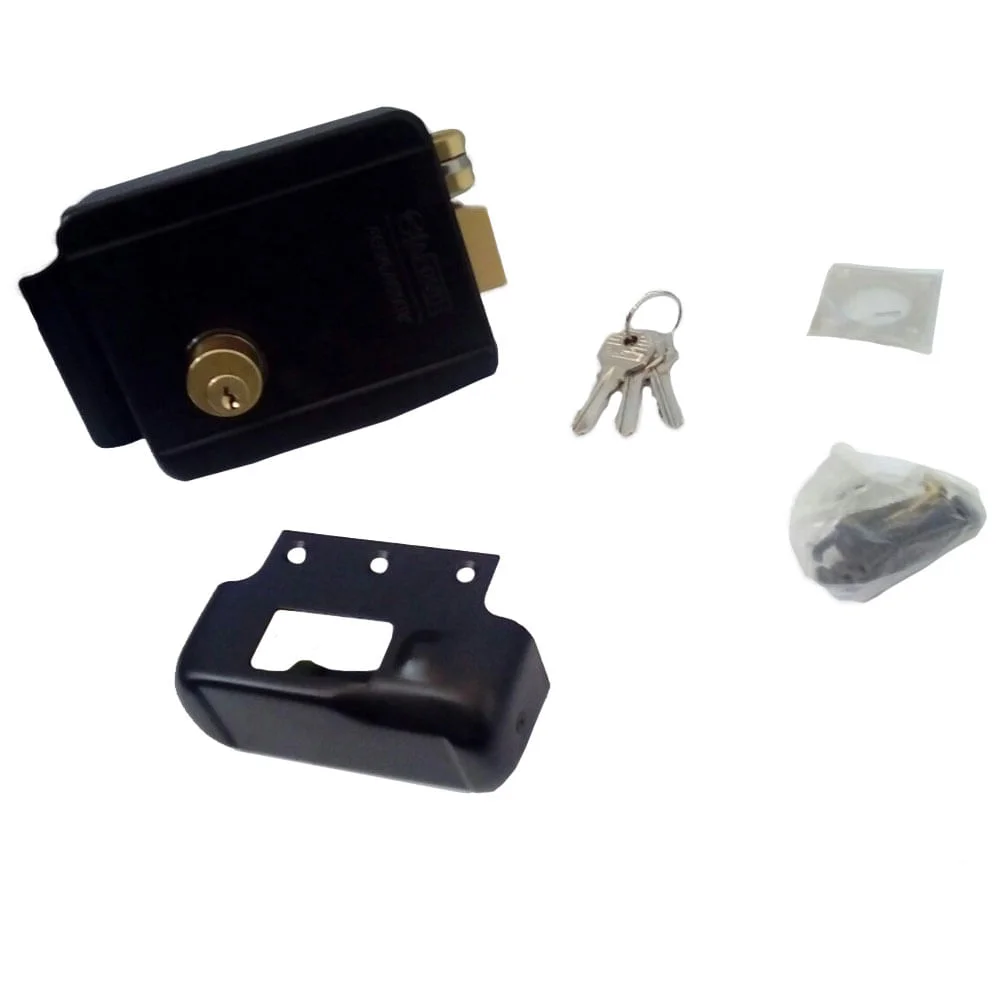 Fechadura Elétrica Sobrepor sem Botão ERL 200 La Fonte Preto Fosco