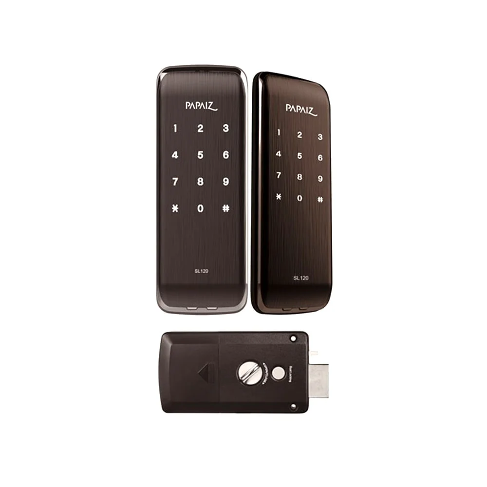 Fechadura Eletrônica Smart Lock SL120 Preto Fosco Sobrepor 0560120PF Papaiz