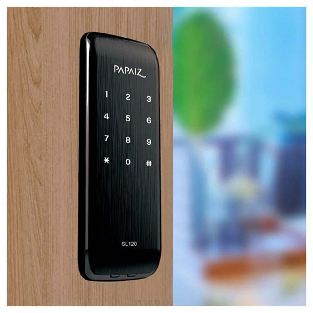 Fechadura Eletrônica Smart Lock SL120 Preto Fosco Sobrepor 0560120PF Papaiz