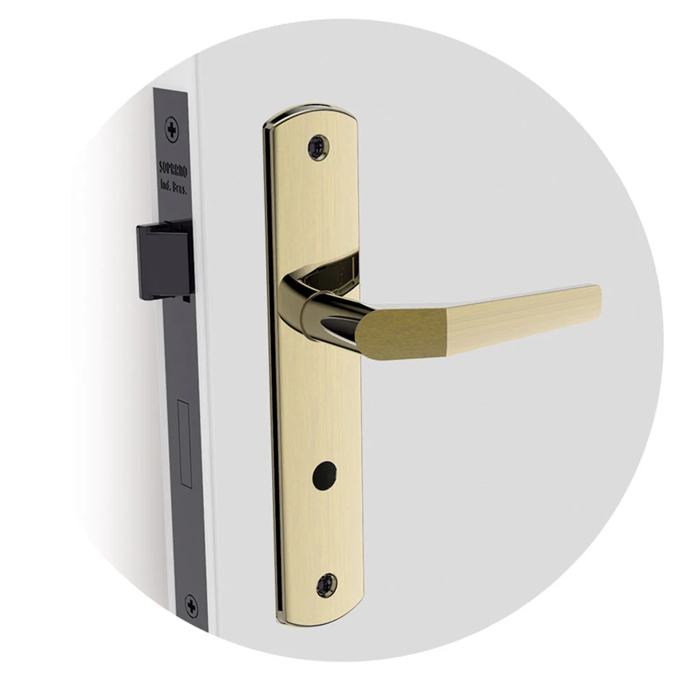 Fechadura Popline Reta Banheiro 40x53mm ESP26 Oxidado 03003081157 Soprano