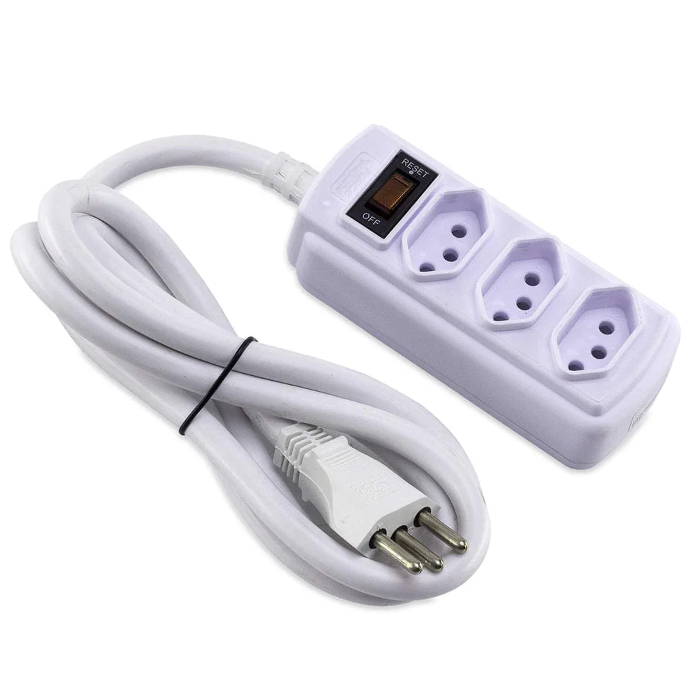 Filtro de Linha 3 Tomadas 20A 15m Branco Force Line Bivolt