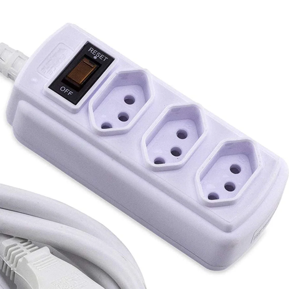 Filtro de Linha 3 Tomadas 20A 15m Branco Force Line Bivolt