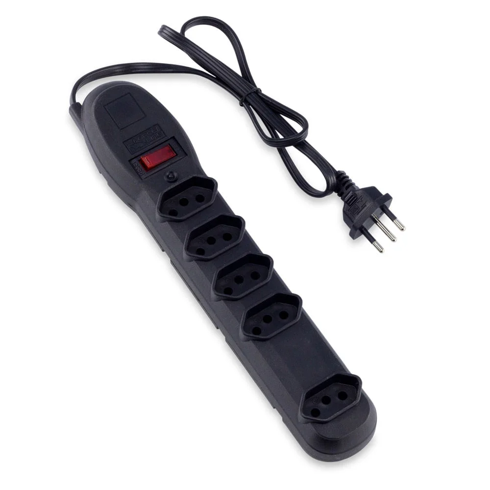 Filtro de Linha 5 Tomadas 80cm Preto 5001 Force Line Bivolt