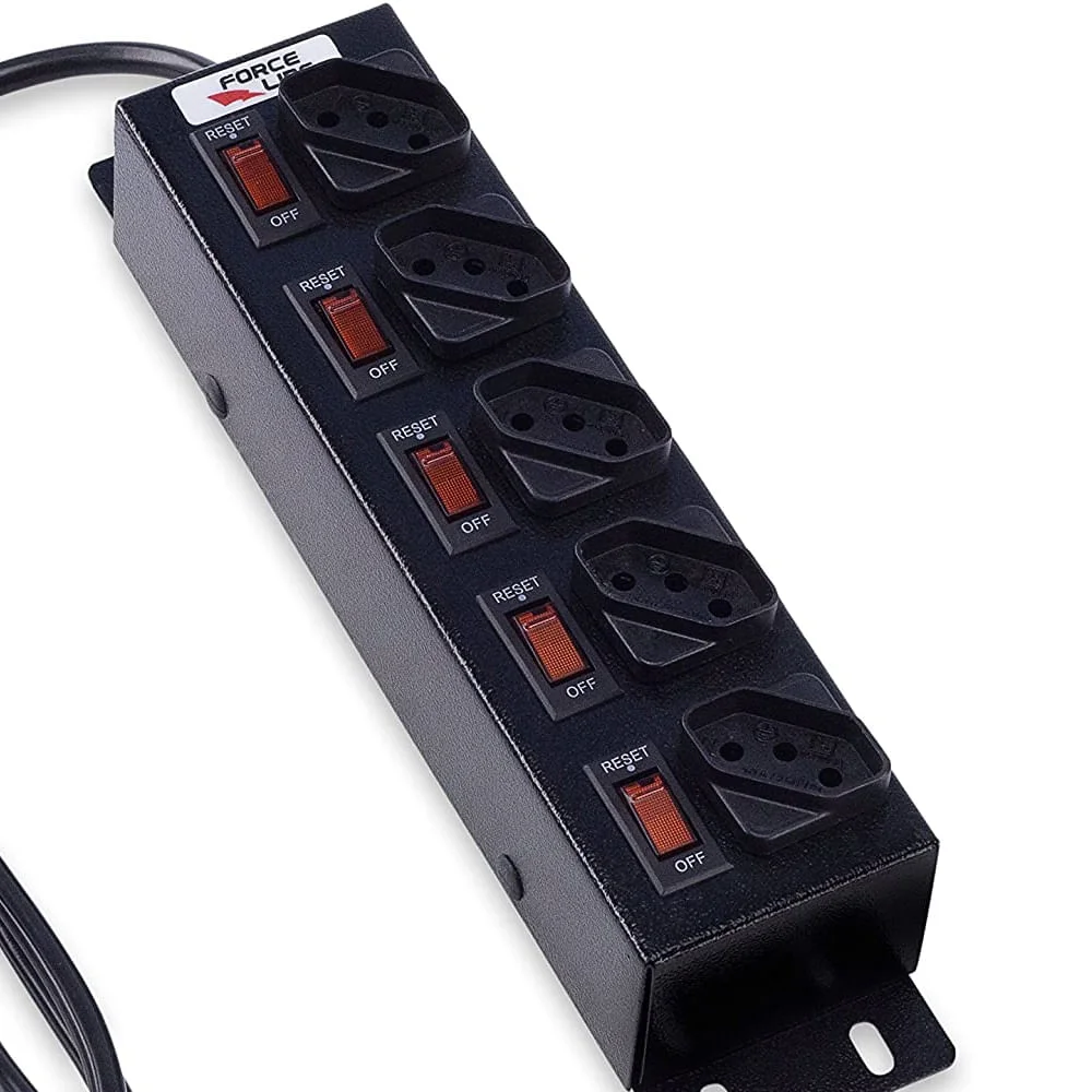 Filtro de Linha com 5 Circuit Breaker 15m Preto Force Line Bivolt