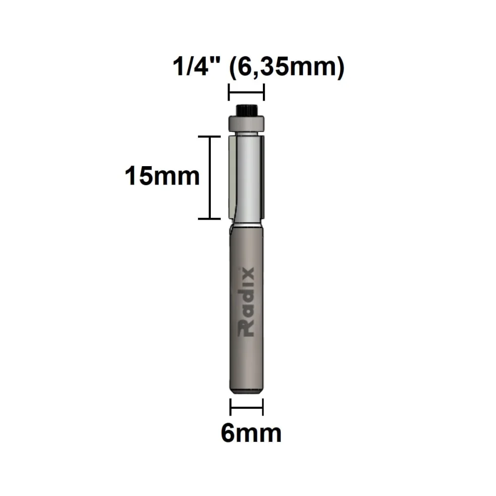 Fresa com Rolamento Guia de 1/4 Pol x 15mm 1706315.01 Radix