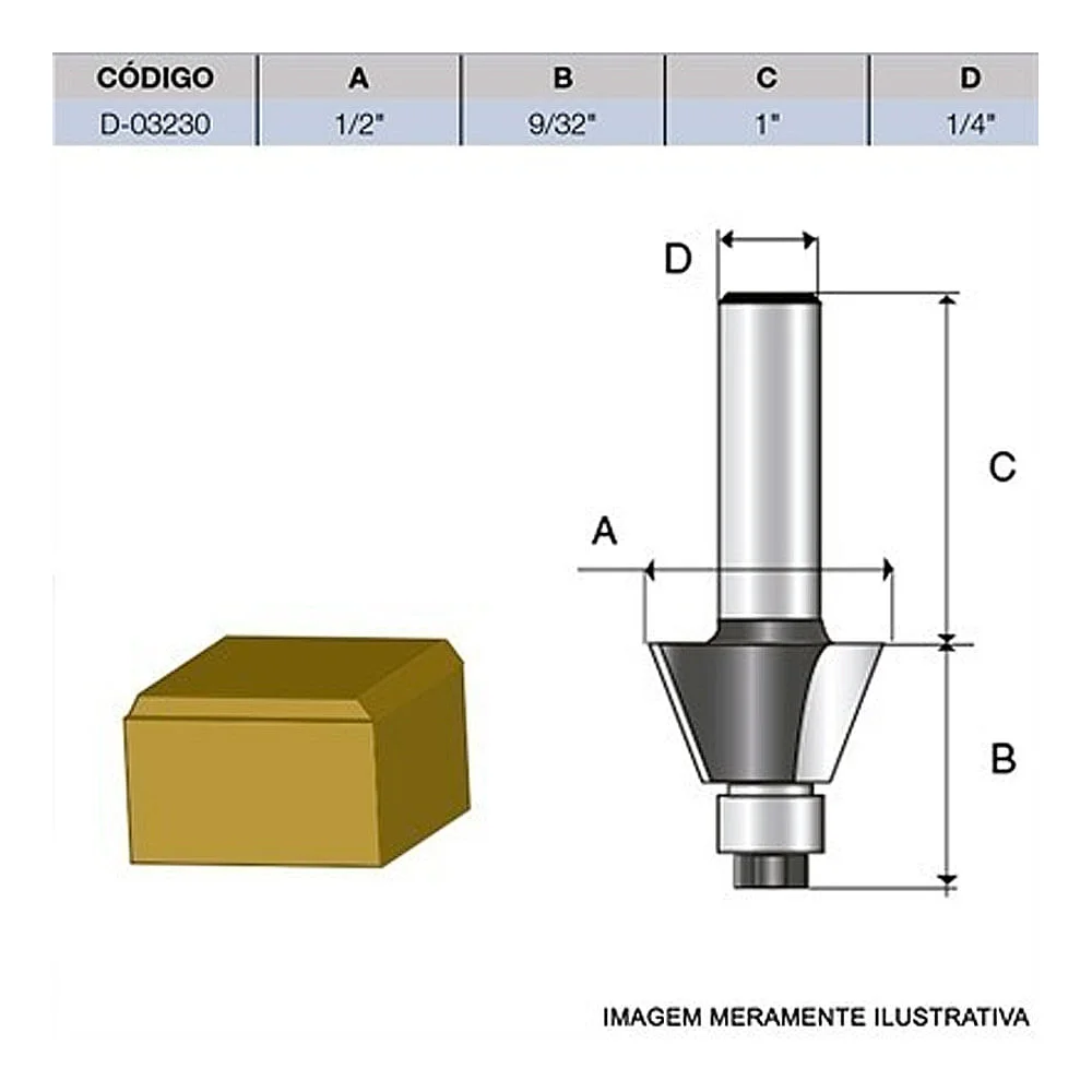 Fresa Dupla para Rebaixo 15º com Rolamento HT D-03230 Makita