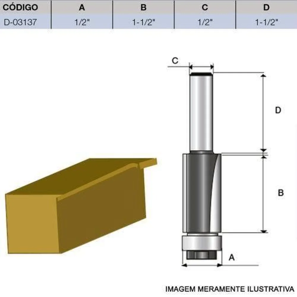 Fresa Dupla para Rebaixo em Fórmica com Rolamento 1/2 Pol D-03137 Makita