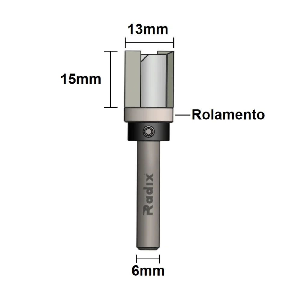 Fresa Luthier Reta Rolamento Superior Corte 13x15mm 1113015.01 Radix