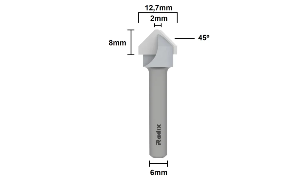 Fresa para ACM Chanfro 7x8mm Haste 6mm 2059075.01 Radix