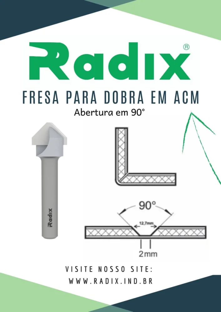 Fresa para ACM Chanfro 7x8mm Haste 6mm 2059075.01 Radix
