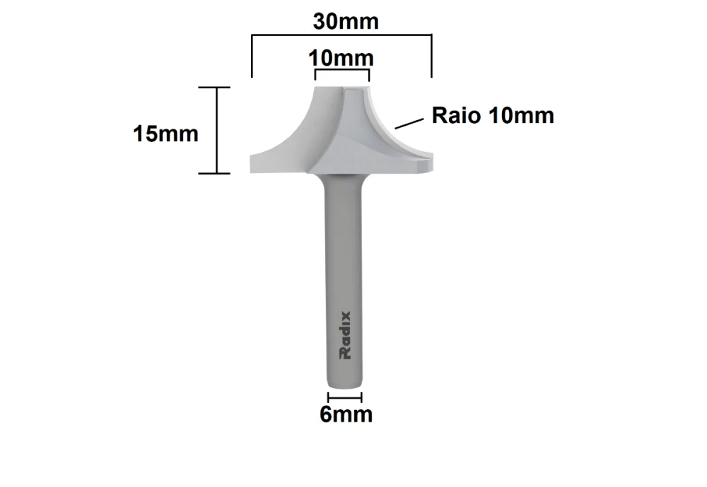 Fresa para Canto Arredondado Raio 10mm 19R10.0.01 Radix