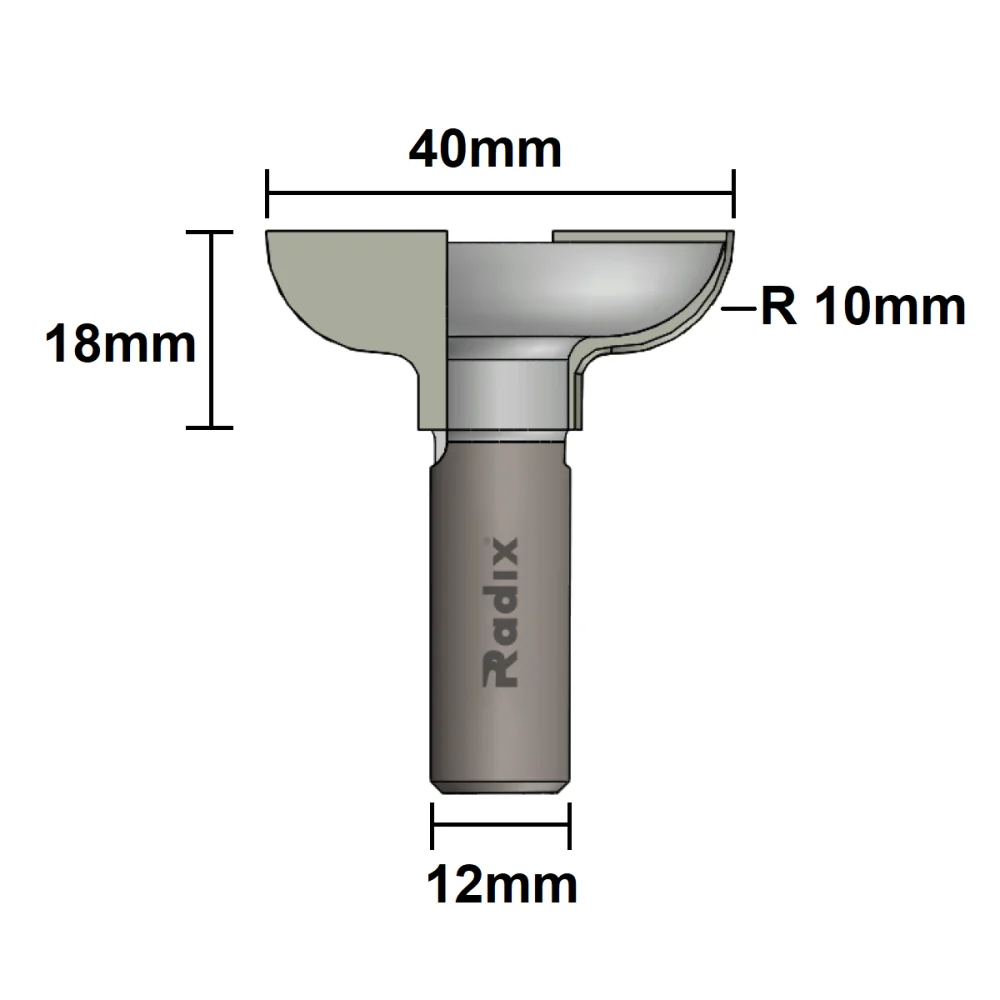 Fresa para Puxador Arredondado Haste 12mm 2059150.06 Radix