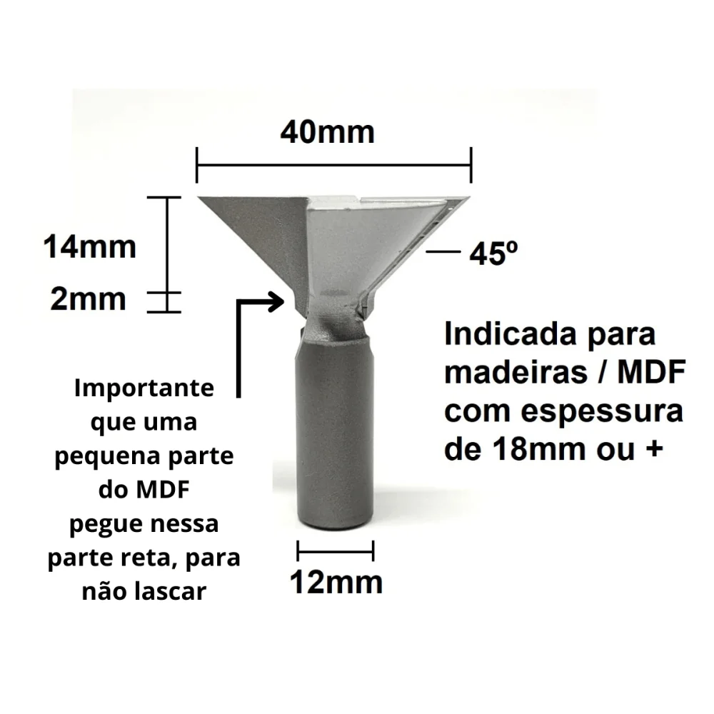 Fresa para Puxador de Gaveta 40x14mm 45º Grau 2059100.06 Radix